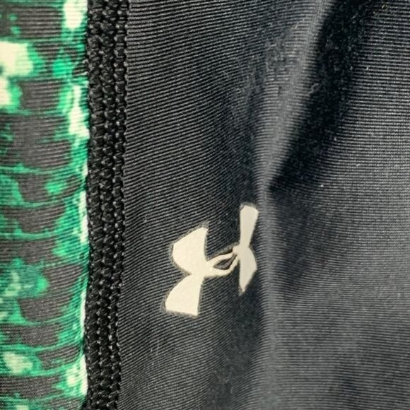 Under Armour HeatGear Compression Cropped Leggings Black Green Small - Picture 8 of 10